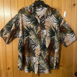Vintage Cybil Stewart Button Up Shirt Plus 18/38 Womens Tropical Design 80s 90s